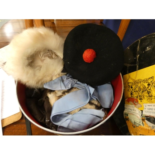 296 - Dobbs hat box (Cunard White Star shipping interest) and textiles.