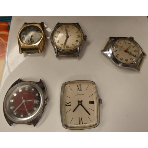 335 - Five men's watch heads including Miranda, Timex, etc. (5).