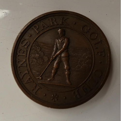 341 - Raynes Park Golf Club medallion and two other commemorative medals. (3).