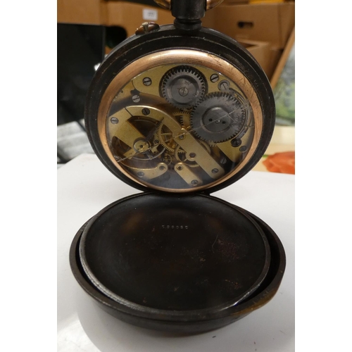 354 - Large face Goliath Swiss pocket watch with exhibition back. 63mm