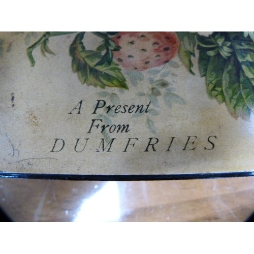 14A - Carved jewellery box containing coins, cased sewing kit and 'A Present from Dumfries' box.