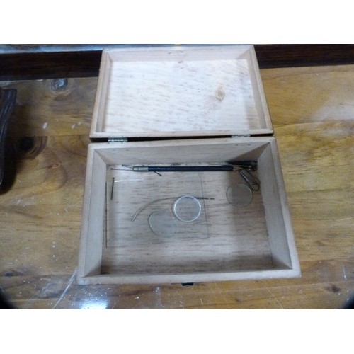 14A - Carved jewellery box containing coins, cased sewing kit and 'A Present from Dumfries' box.