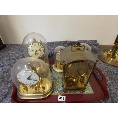 413 - Five anniversary and mantel clocks.