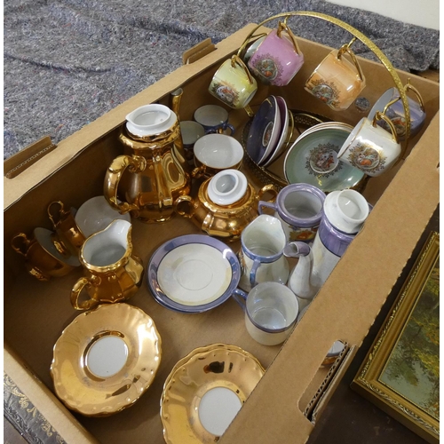 429 - Six piece continental coffee set on stand, gilt coffee set, oriental coffee set etc