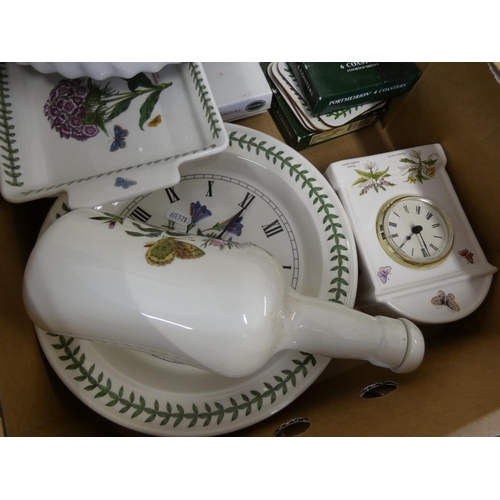 436 - Large box of Portmeirion ware including mantel clock, wall clock, oil bottle, coasters, cookware etc... 