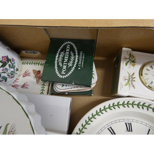 436 - Large box of Portmeirion ware including mantel clock, wall clock, oil bottle, coasters, cookware etc... 