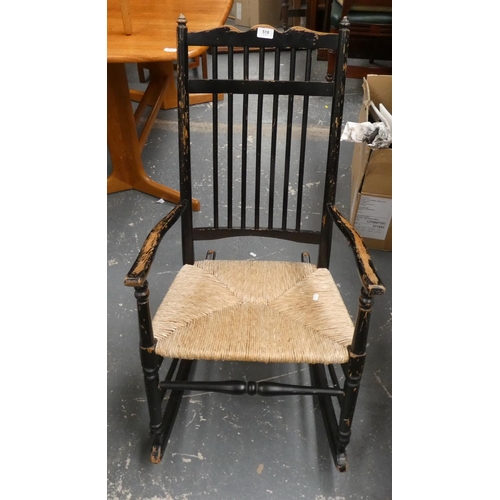 518 - Spindle-back rocking chair, Chippendale-style dining chair and another chair.  (3)