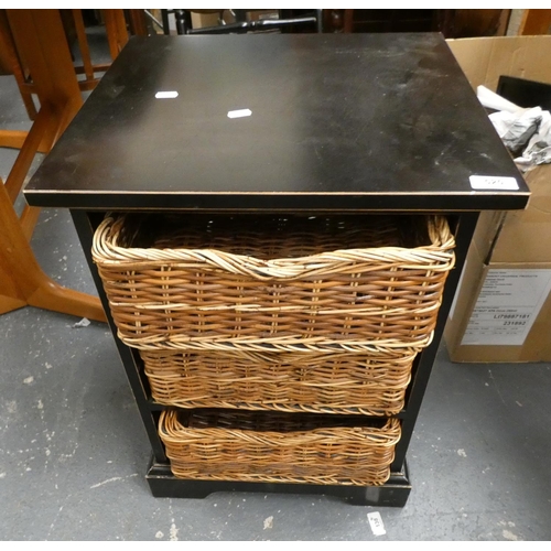 520 - Ebonised three drawer chest.