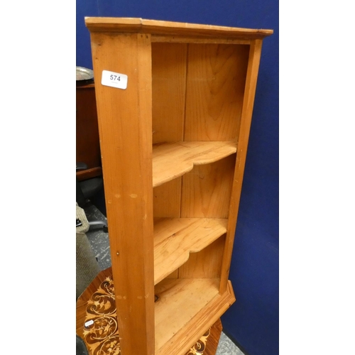 574 - Set of pine corner shelves.