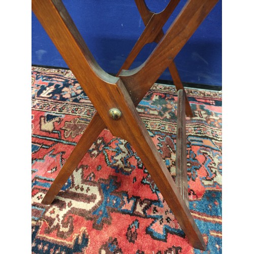 374 - Edwardian campaignstyle mahogany folding card table, with baize playing surface and inset ivory mark... 