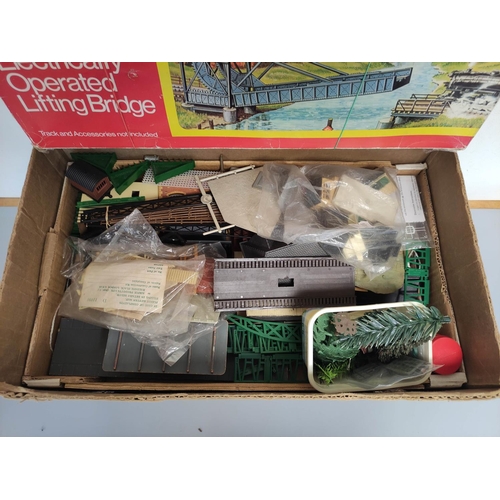 376 - Box of model railway track components and scenery to include a boxed Hornby R195 Electrically Operat... 