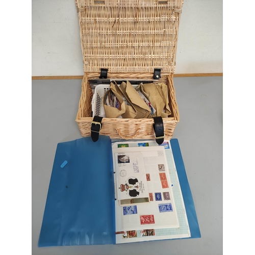 384A - Basket containing a large collection of 20th century British postage stamps. 