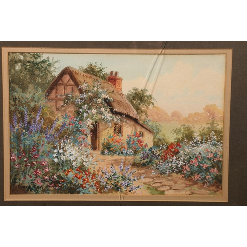 640 - JOSEPH HALFORD ROSS (1866-1909), Cottage with floral garden, watercolour, signed lower right, 18cm x... 