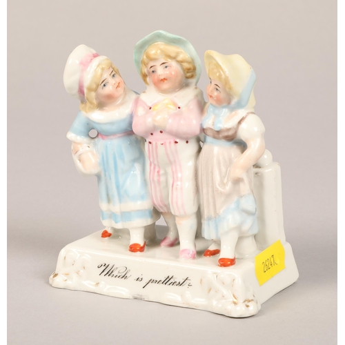 13 - German Conta & Boehme fairing figurine 'Which is Prettiest?' 11cm h, and a Royal Doulton girl, '... 