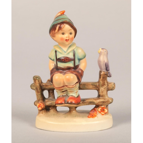 20 - Two Hummel figurines boy and girl on fence, and Hummel Goebel monk character jug (3)