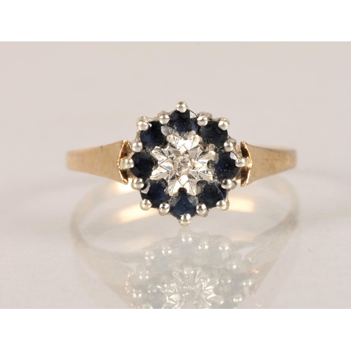 52 - 9ct gold diamond and Sapphire ringring size M