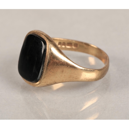 61 - 9ct gold black gem set ringring size R