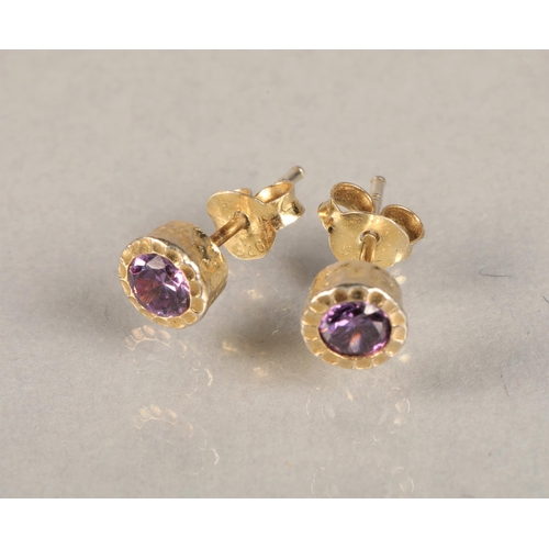 64 - Two pairs gem set silver stud earrings