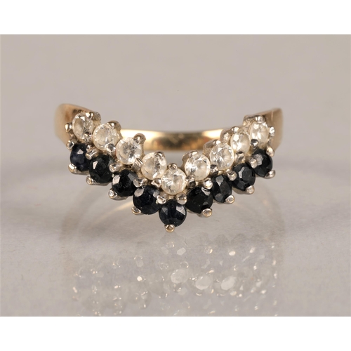 65 - 9ct gold blue and white gem set ring size O