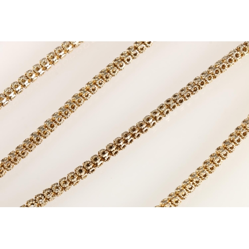 457 - Silver neck chain formed of rope twist ring shaped links, the clasp stamped '925', 88cm long, 67g.