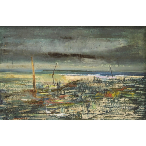 255 - Paterson (Scottish, 20th Century)Abstract seascapeSigned and dated '64, oil on board, 59.5cm x 90cm.... 