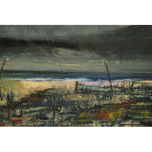 255 - Paterson (Scottish, 20th Century)Abstract seascapeSigned and dated '64, oil on board, 59.5cm x 90cm.... 