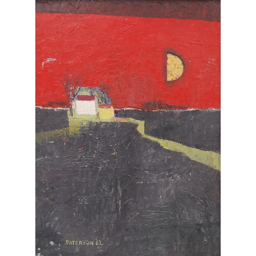 256 - Paterson (Scottish, 20th Century)Abstract scene with a path leading to housesSigned and dated '62, u... 