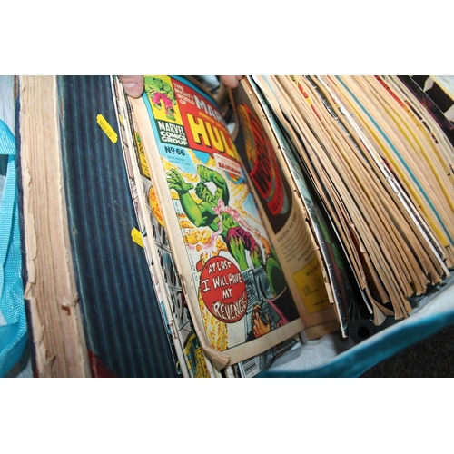 297 - Bag containing sheet music, Punch vol. 197, vintage comics to include The Hulk, etc.