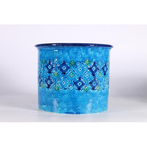 23 - Italian blue pottery jardiniere in the manner of Aldo Londi for Bitossi, 20cm diameter, and another ... 