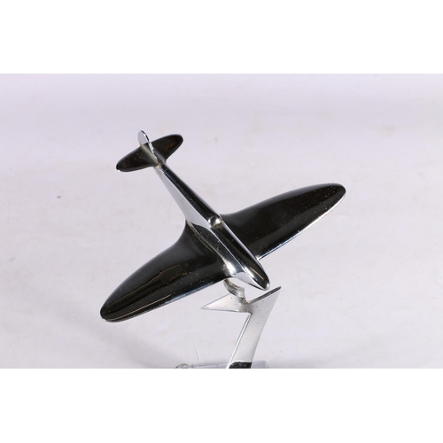 244 - Chromed metal car mascot in the form of a Spitfire, 14cm high.