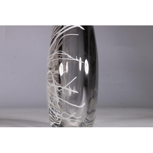 249 - Art Glass vase of teardrop form with white striation, 20cm high.