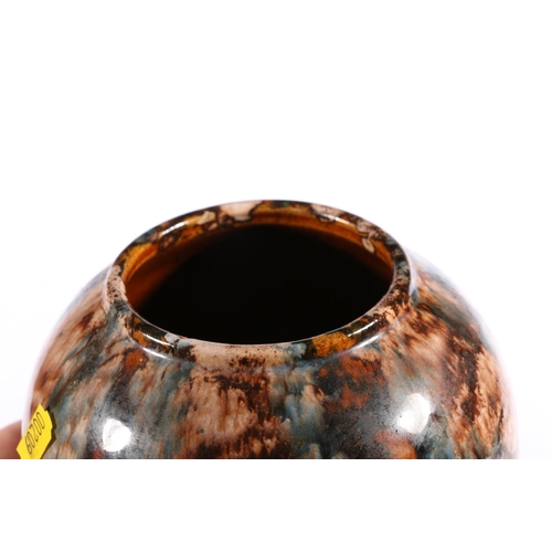 252 - Mid-century mottled drip glazed pottery baluster vase, 18cm high.