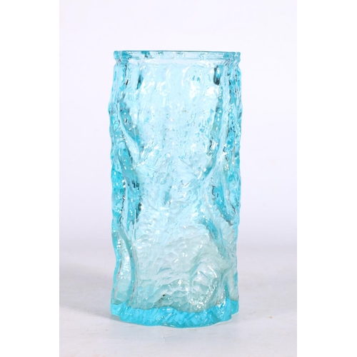 26 - Reproduction Geoffrey Baxter of Whitefriars tree bark vase in kingfisher blue, 20cm high.