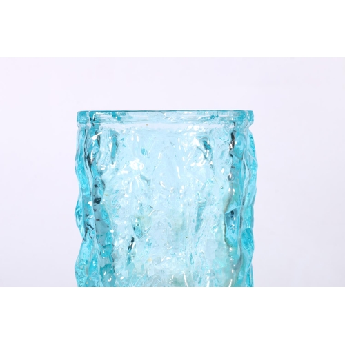 26 - Reproduction Geoffrey Baxter of Whitefriars tree bark vase in kingfisher blue, 20cm high.