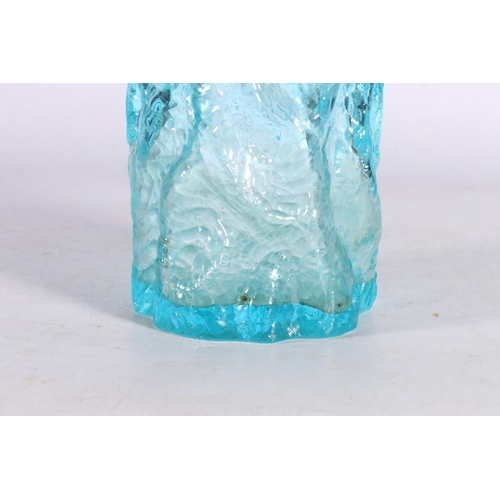 26 - Reproduction Geoffrey Baxter of Whitefriars tree bark vase in kingfisher blue, 20cm high.