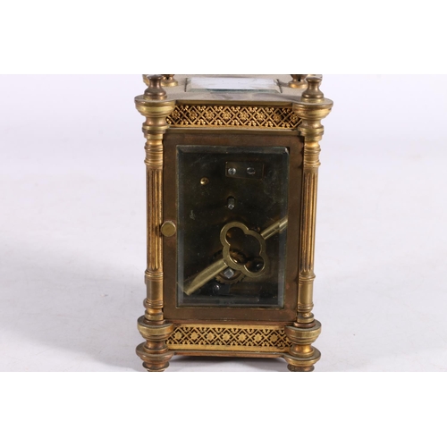 261 - Antique French brass carriage clock, 16cm high.