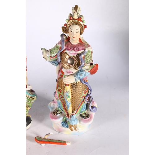 28 - Pair of Chinese pottery figures, 37cm high.