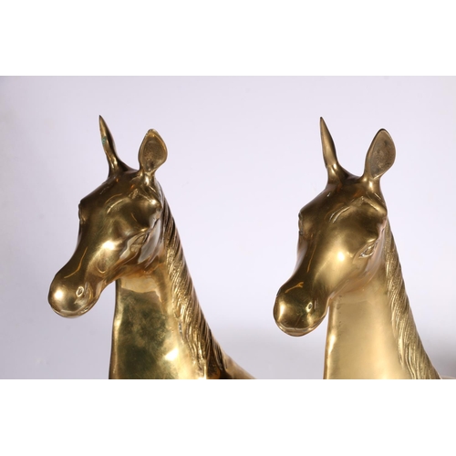 30 - Pair of large brass horse models, 58cm tall.