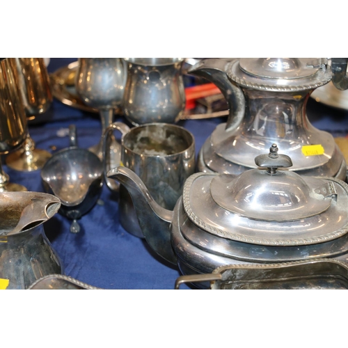 81 - Large quantity of EPNS to include a tray, a candleabra, pots, glasses, etc.