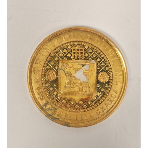 104 - Gold medal, Trinity College, Dublin, by Wyon, '15ct', 31g.