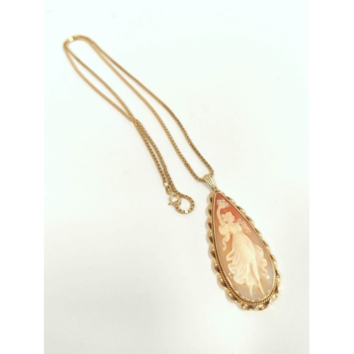 55 - 9ct gold cameo pendant, with necklet, 13.8g gross. 