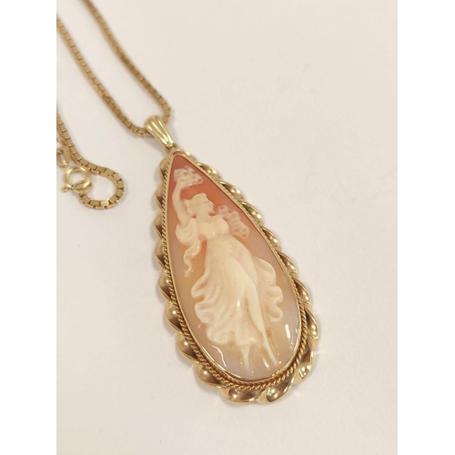 55 - 9ct gold cameo pendant, with necklet, 13.8g gross. 