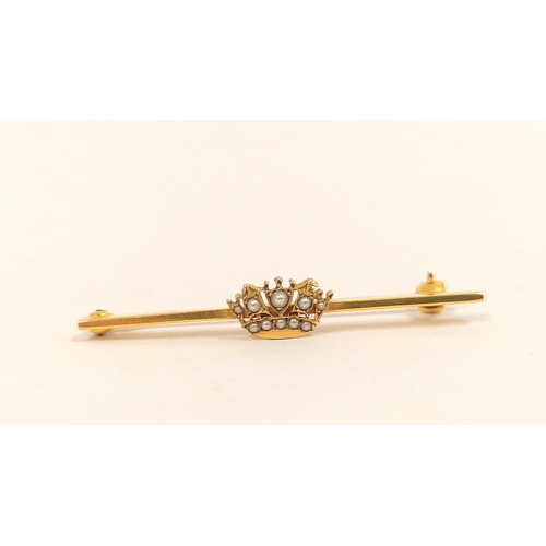 61 - 9ct gold Naval Crown brooch by Bensons, 1968, 2.6g.