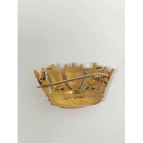 63 - 9ct gold Naval Crown brooch by Bensons, circa 1965, 6.6g.