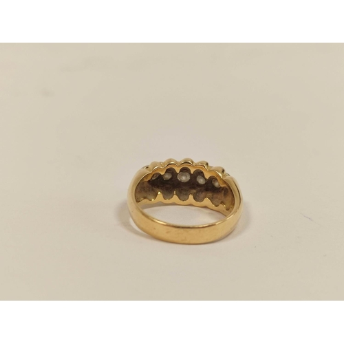 73 - Diamond five stone ring with brilliants, each approximately .2ct, in 18ct gold, with broad lobed sid... 