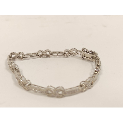 90 - Cubic zirconia bracelet, in silver.