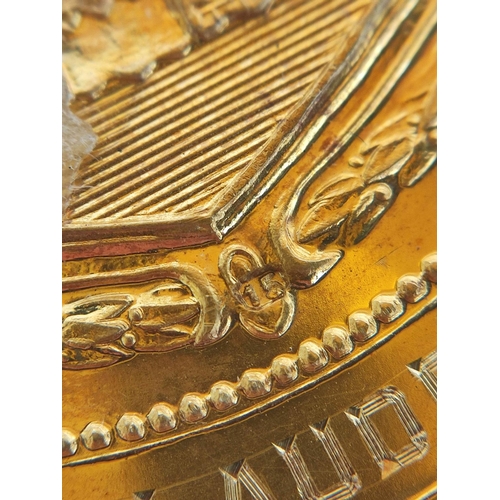 96 - Gold medal, Trinity College, Dublin, 1921, '15', 62.4g.