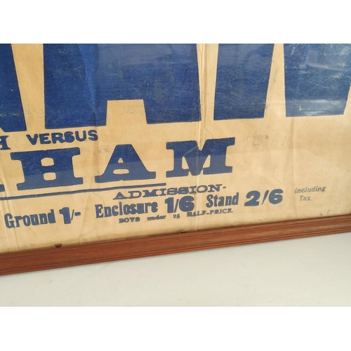 352 - Wrexham football interest, early framed Division Three match poster for Wigan Borough vs Wrexham FC,... 