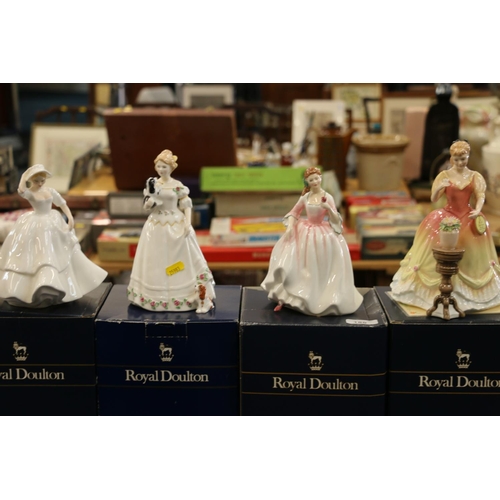 185 - Eight Royal Doulton ladies to include Samantha, Sarah, etc., all boxed.