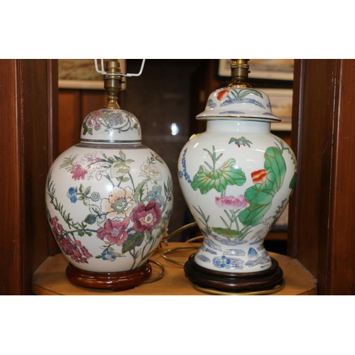 62 - Two Chinese style lamps, 40cm.